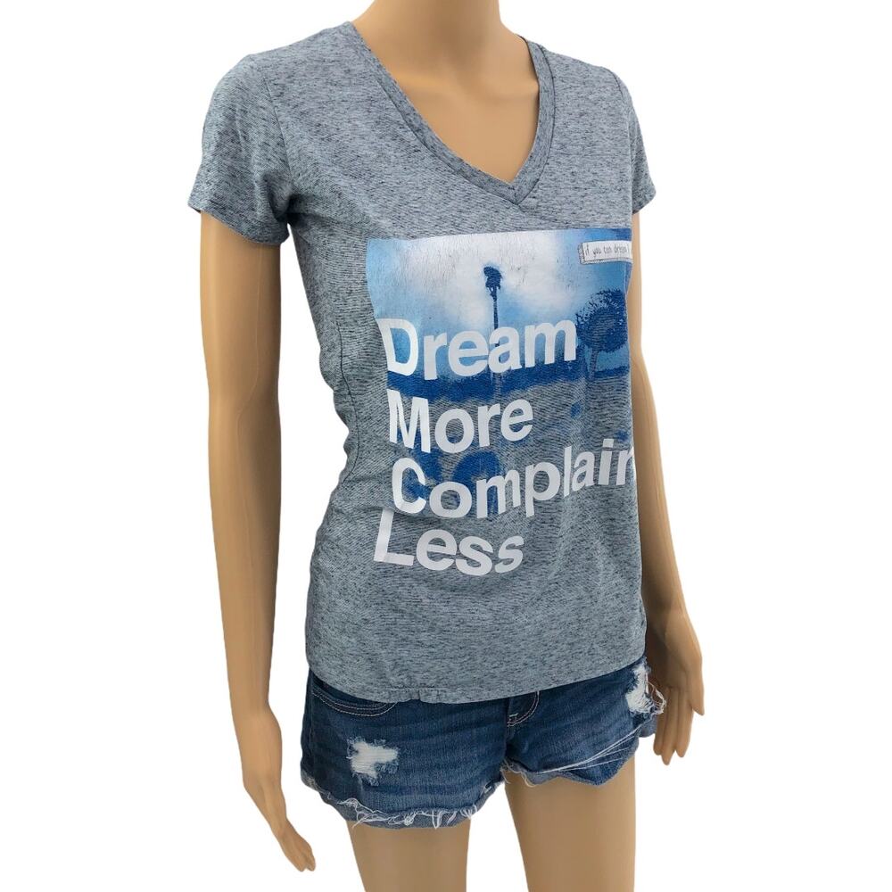 Hybrid SMALL Gray Dream More Complain Less Short Sleeve Tee Shirt T-Shirt